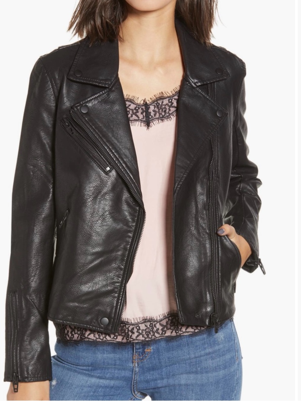 BlankNYC Onyx Faux Leather Moto Jacket